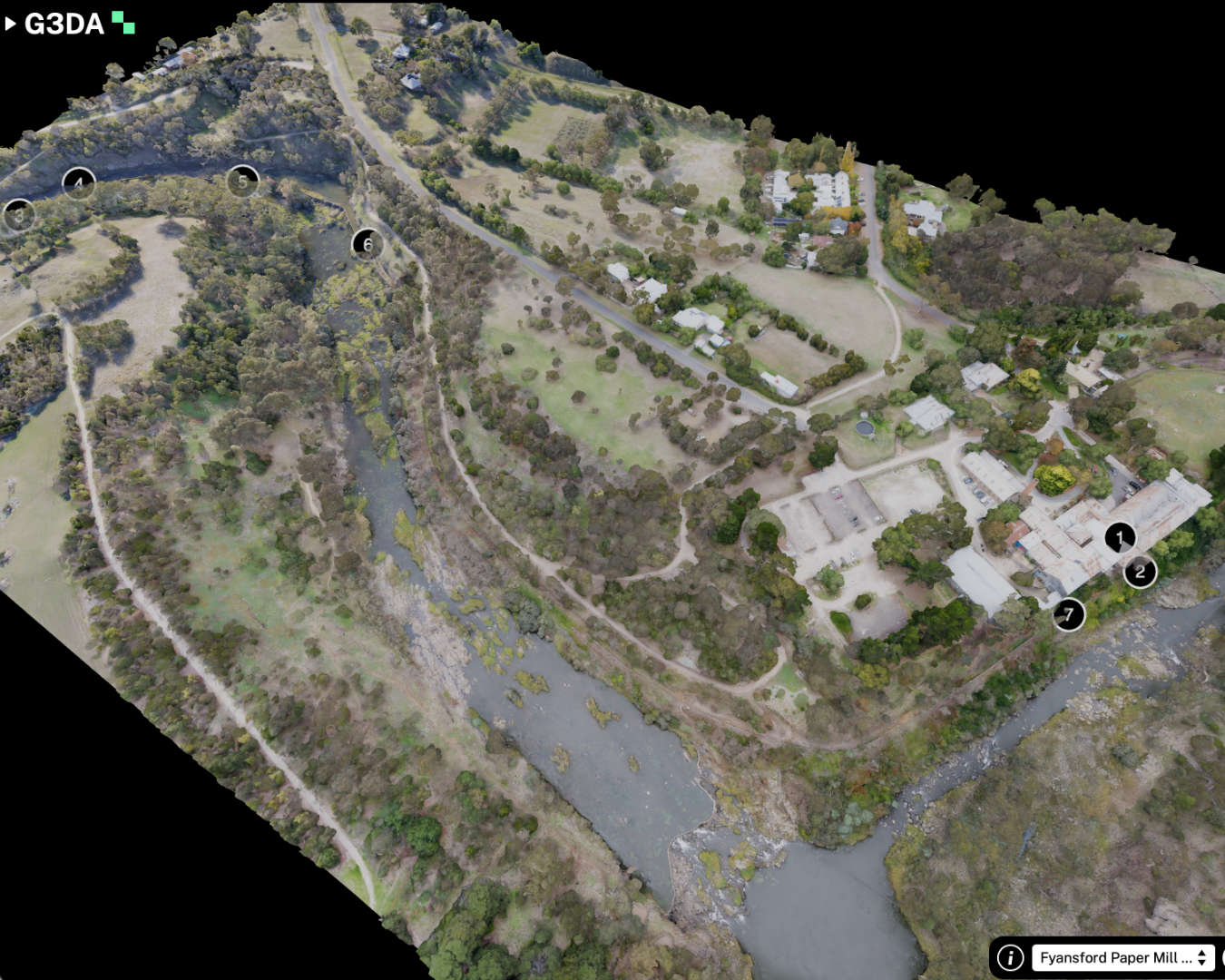 Fyansford Paper Mill and water race photogrammetry model on G3DA